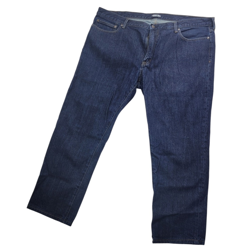 Lands' End Square Rigger Jeans Mens 44 Dark Wash Denim Straight Fit Classic Blue